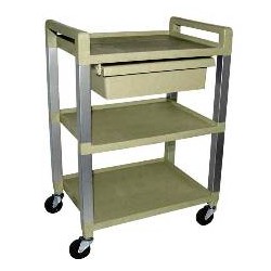 Ideal 3 Shelf Poly Cart w/Drawer