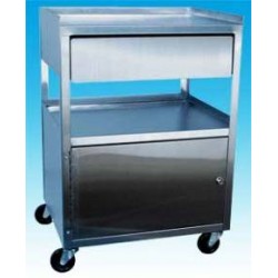 Ideal 3 Shelf Stainless Steel Cart with Drawer and Cabinet