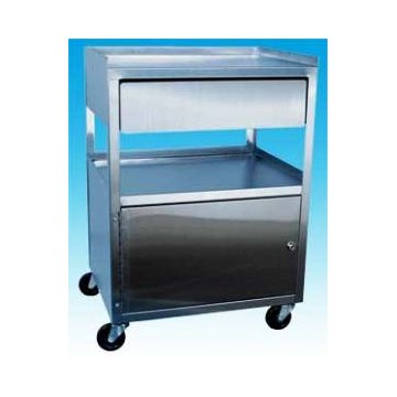 Ideal 3 Shelf Stainless Steel Cart with Drawer and Cabinet